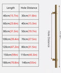 Diagram showing dimensions and hole distances for Two-Sided Stainless Steel Door Pull Handle Bar for Front Doors, 70.8 inch option.