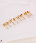 4 Pairs Titanium Stud Earrings For Women And Men Ball Cubic Zirconia 2 To 5 Millimeters on white background