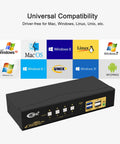 No Sweat Kvm Switch Dual Monitor Hdmi 4k 60hz Plus Vga Handles Four Computers Two Screens With Usb 3.0 Hub Auto Toggle audio interface and device compatibility