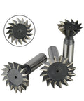 Dovetail milling cutters (3) with star-shaped teeth and cylindrical steel shanks