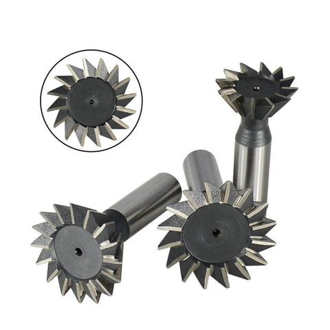 Dovetail milling cutters (3) with star-shaped teeth and cylindrical steel shanks