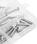 12 Sizes 304 Stainless Steel Flat Head Clevis Pins Assortment Kit With Single Hole Pins, T Shape Round Pin Links, Durable Plastic Box Organizer, Pro Grade Hinge Pins For Quick Fixes, 96 Pieces in a clear organizer box