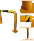 Two Pack Built Tough Heavy Duty Steel Safety Guard Barrier With Hollow Fillable Sections And Anchor Bolts For Warehouses And Parking Lots