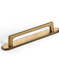 Antique Brass Cabinet Pulls With Backplate Zinc Alloy Retro Style Hardware 5 Inch Centers, Ideal for Dressers and Cabinets, Side View.