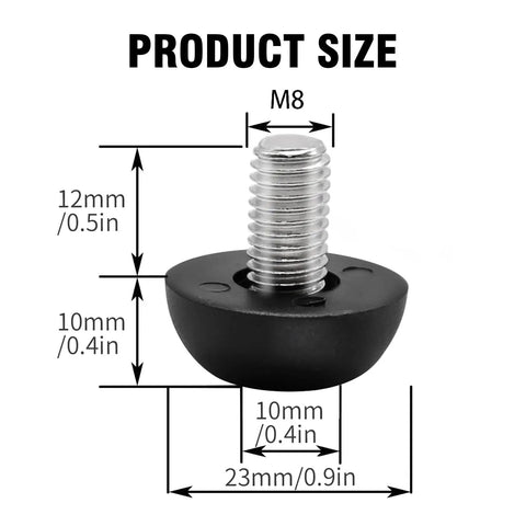 24 Pack Adjustable Outdoor Furniture Leg Levelers 8mm By 1.25 M8 Stainless Steel Screw In Feet With Non Marking Nylon Base Easy Install