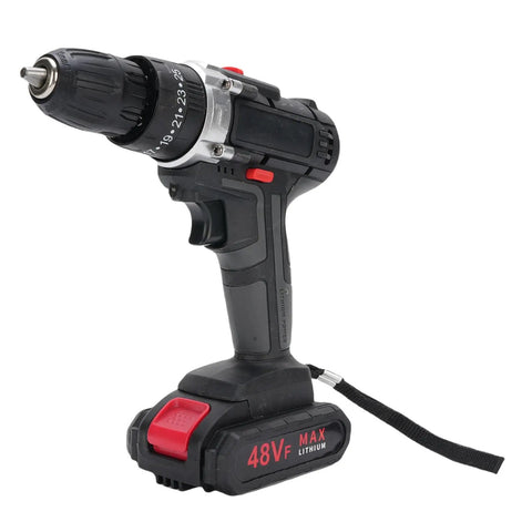 Rock Solid Cordless Drill Driver With 21 Volt Battery And Dual Gear Transmission delivers 5400 BPM with ergonomic design.