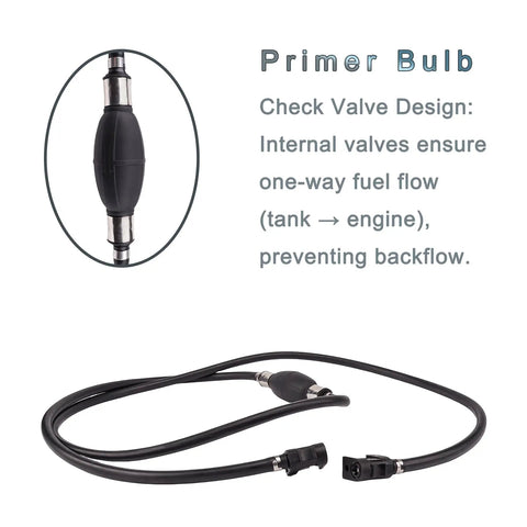 8 Ft Boat Fuel Line With Primer Bulb Connector For Outboard Motor 5 Sixteenth Inch Hose Replacement 2 Stroke 75-115 HP And 4 Stroke 40-75 HP With Quick Connect Fittings, featuring check valve design.