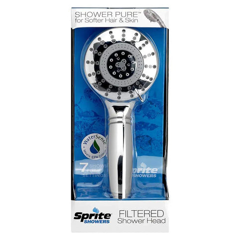 Pure 7 Setting Filtered Shower Handle in package, chrome finish, Watersense certified