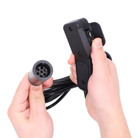 Winch Hand Remote Controller With Grippy Ergonomic Grip And Socket Assembly For ATV UTV Winch 10 Ft Cable Plug In Wiring System For Easy Storage More Stable Than Wireless Remotes Ideal For Rough Terrain, black corded controller with plug