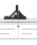 Comparison of two 2020 aluminum extrusion corner brackets, showing size differences and thickness for Ten Sets Heavy Duty 2020 Aluminum Extrusion Corner Bracket For 20 Series V Slot Hardware L Angle Connector With Slide Nuts Bolts And Screws For 8020 2040 Extruded Aluminum Profile Bundle