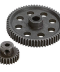 RC Spur Differential 64T Steel Main Gear And 26T Pinion Motor Gear Combo For 1 To 10 Scale RC Trucks, metal gears close-up