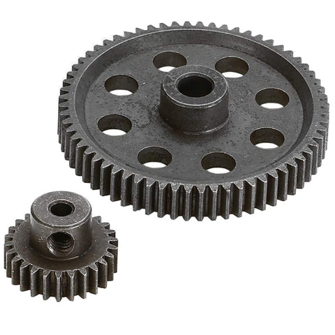 RC Spur Differential 64T Steel Main Gear And 26T Pinion Motor Gear Combo For 1 To 10 Scale RC Trucks, metal gears close-up