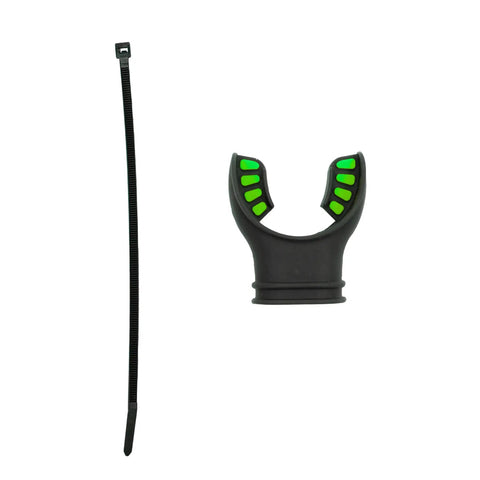 Ultra Black Silicone Mouthpiece With Regulator Tie For Regulators And Snorkels Super Comfy Durable Design Fits Most Regulators And Snorkels For Diving And Snorkeling Green viewed from front