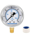 Low Pressure Glycerin Filled Pressure Gauge 0 To 30 Psi KPa 304 Stainless Steel Case One Quarter Inch NPT Lower Mount Lead Free