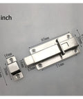 Heavy Duty Stainless Steel Sliding Door Barrel Bolt Spring Latch Gate Lock 4 inch size with mounting dimensions for secure installation.