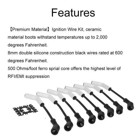 Upgrade Your GM LS Or LT Engine With This 8-Piece Extreme Spark Plug Wire Sleeve Set For A Snappy Idle And Raw Power Under Hood When Tearing Up The Drag Strip. 8-piece silicone ignition wire sleeves, black, heat-resistant, shown angled
