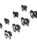 Eight Piece Cactus Shaped Leather Cutter Die Set in steel, showing varying sizes for DIY leather craft punch die tool kit.