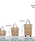 Road Trip Ready Travel Rolling Duffel Bag With Removable Wheels Expandable Foldable Carry On Luggage Size Comparison Chart