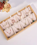 Retro Wooden Jewelry Organizer Tray With Eight Grids To Keep Your Bling Slick And Prevent Tangles While Displaying Necklaces And Earrings On Any Desk Surface.