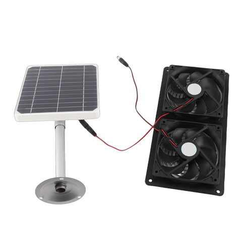 20W Solar Powered Exhaust Fan Kit With Easy Install Bracket For Chicken Coops, Greenhouses, Sheds And Pet Houses, Dual Fan System For Fast Hot Air And Odor Removal Using Direct Sunlight