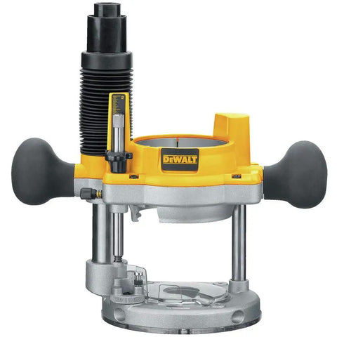 Kickass 12 Amp 2 1/4 Hp Router With Fixed And Plunge Base Kit Electronic Variable Speed 8000 To 24000 Rpm in yellow and gray.
