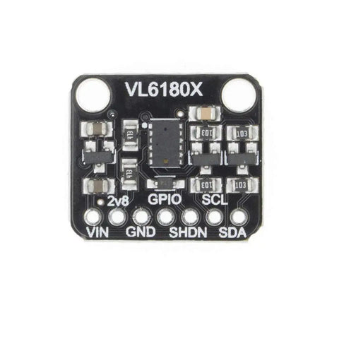 VL6180X Range Finder Sensor Module With I2C Interface For Gesture Recognition, close-up view of front side showing pins.