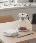 Square Lyocell Pour Over Coffee Filters 50 Pack Disposable Cone Dripper Papers for smooth coffee extraction.