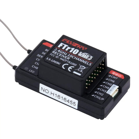 FTR10 2.4GHz AFHDS 3 Receiver With Dual Antennas, 10CH Output PWM PPM I-Bus S-Bus For PL18 Transmitter with label visible