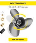 Stainless Steel Outboard Propeller 14.5 Inch Diameter 19 Pitch For Mercury 135-300HP And Mercruiser Alpha One Right Hand Rotation 15