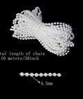 Bead Chain Repair Kit For Window Blinds And Shades, 10 Meter White Plastic Bead Chain With 10 Connectors, close-up view with size details