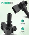 Power brake booster vacuum sensor assembly, black plastic with hose connector and mounting interface