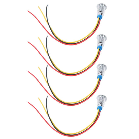 Lit Brightness Round LED Indicator Lights Prewired Common Cathode 10mm Panel Mount 3-6V Multicolor For Automotive CNC Industrial Control Applications Today, four units displayed with wires