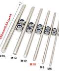 Heavy Duty M10x250 Full Threaded Rod Studs Forged From 304 Stainless Steel for Anchor Bolts, shown with nuts.