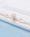 2 Pack Zinc Alloy Drawer Pulls White Vintage Shabby Chic Cabinet Handles For Dresser Vanity Nightstand Wardrobe And Closet Cupboard 9.65 By 1.18 Inches With 0.98 Inch Screws Durable Metal Hardware installed on cabinet