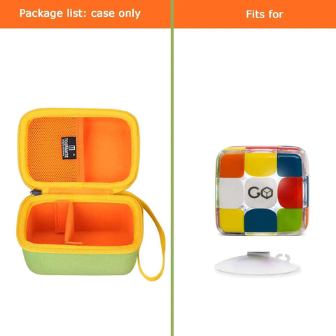 Pro Grade Award Winning Hard Protective Storage Case For Smart Bluetooth Speed Puzzles Built Ultra Tough Eva Exterior With Soft Cushioned Interior Water Resistant Travel Pouch open case with orange interior and dividers
