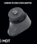 Fixed Stock Adapter For Hunting Firearm Interface Chassis, Adds 0.75 Inch Length Of Pull, Black Durable Build, MDT logo