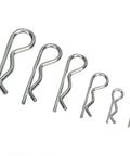 Assorted R Clip Kit 100 Pieces For M1 To M2.5 Hairpin Retaining Pins with double coil zinc plated in various sizes