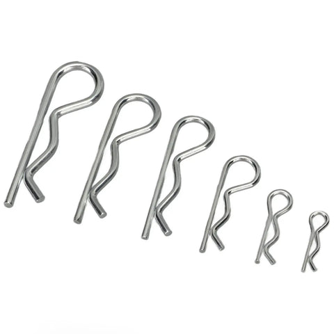 Assorted R Clip Kit 100 Pieces For M1 To M2.5 Hairpin Retaining Pins with double coil zinc plated in various sizes