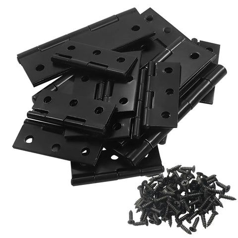Rock Solid Black Stainless Steel Door Hinges Heavy Duty Butt Folding Design Swings Smooth Like Silk Premium Replacement Hardware Built Tough For Interior And Exterior Doors Easy Install with screws, assorted sizes.