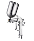 Pro Grade Aluminum Airbrush Sprayer With 400ML Hopper And Corrosion Resistant Steel Needle Heavy Duty Pneumatic Paint Gun side view