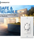 60-Minute Spring Wound Timer For Lights And Appliances White energy saving control in front of a modern house background