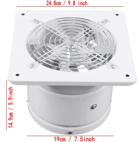 8 Inch Through Wall Exhaust Fan 110V 500 CFM White, Built Tough Metal Housing for Kitchen, Bathroom, Laundry Room Ventilation