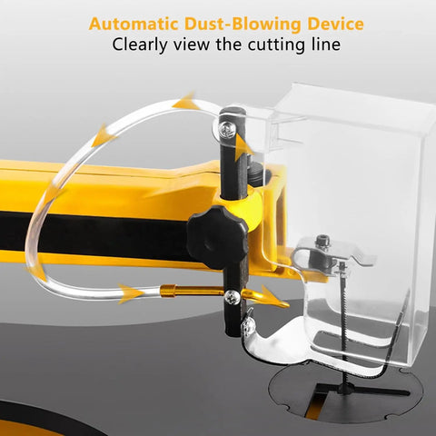 Automatic dust-blowing device on Slick 16 Inch Scroll Saw For Woodworking for clear cutting line visibility.