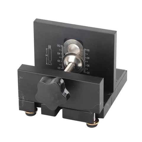 Three In One Woodworking Drilling Guide Kit With Scale Positioning Jig And Anodized Metal, showing close-up of jig