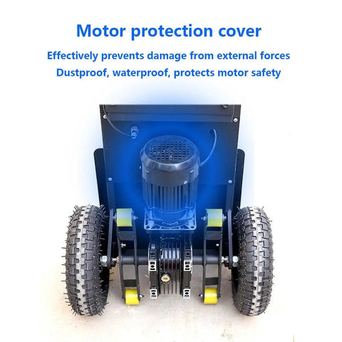 Motor protection cover and wheel detail of Top Tier Electric Stair Climbing Trolley Hand Truck With 1200W Brushless Motor.