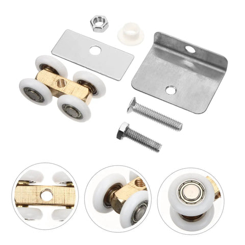 Replace Rattling Janky Doors Fast With Heavy Duty Sliding Rollers Whisper Quiet Track Pulleys For Barn Cabinet Glass Doors Adjustable Glides - Galvanized steel rollers and parts.