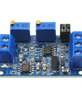 Front view of Two Pack 4-20mA To 0-3.3V 0-5V And 0-10V Current To Voltage Converter Module with blue potentiometers for industrial sensor signals.