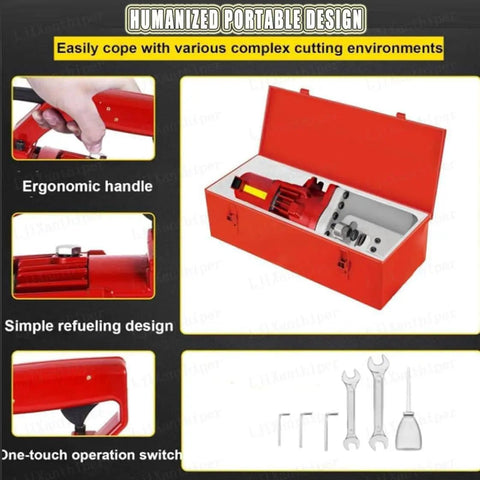 Portable Electric Hydraulic Rebar Cutter 1250w Cuts #3 To #6 4-20mm Steel Bar In Under 4 Seconds with ergonomic handle and compact case.