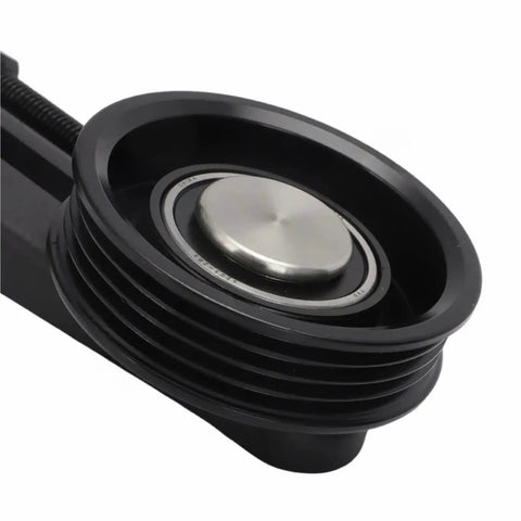High Performance Compatible For Subaru A/C Drive Belt Idler Pulley Bracket Tensioner Kit 1995 To 2009 black pulley close-up