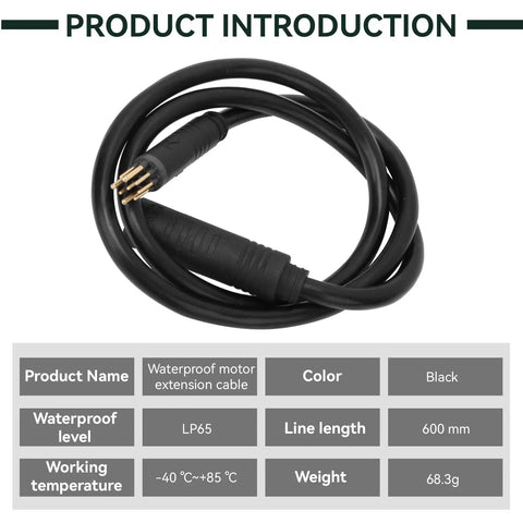 9 Pin E Bike Motor Extension Cable Waterproof Female To Male For Electric Bike And E Scooter Wire Conversion Kit IP66 Outdoor Ready Weatherproof 1.5x600mm Heavy Duty Flexible Harness For DIY E Bike Builds